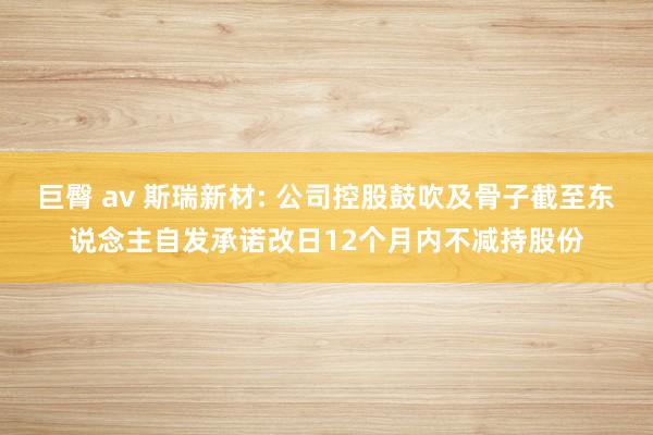 巨臀 av 斯瑞新材: 公司控股鼓吹及骨子截至东说念主自发承诺改日12个月内不减持股份