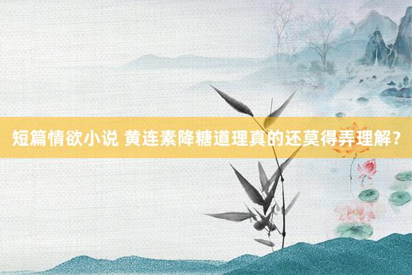 短篇情欲小说 黄连素降糖道理真的还莫得弄理解？